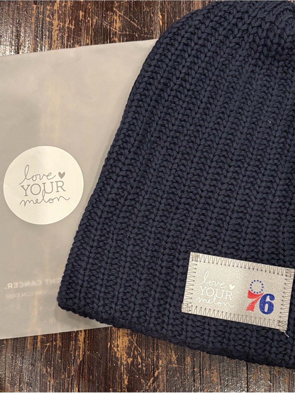 Love Your Melon Navy Knit Beanie with 76ers Patch Brand New